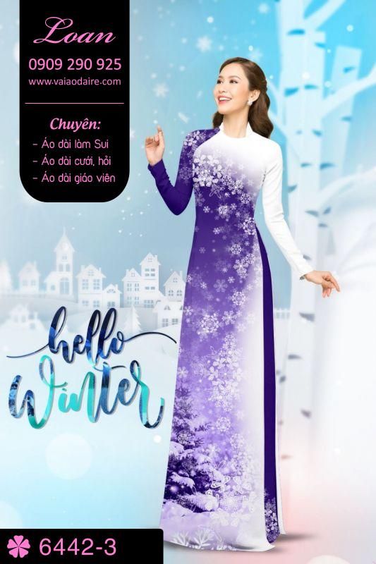 Vải áo dài hoa tuyết Noel