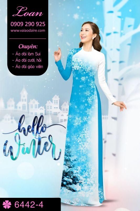 Vải áo dài hoa tuyết Noel