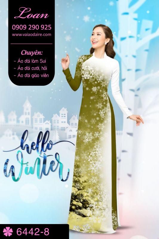 Vải áo dài hoa tuyết Noel