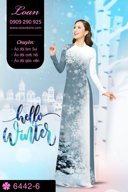 Vải áo dài hoa tuyết Noel