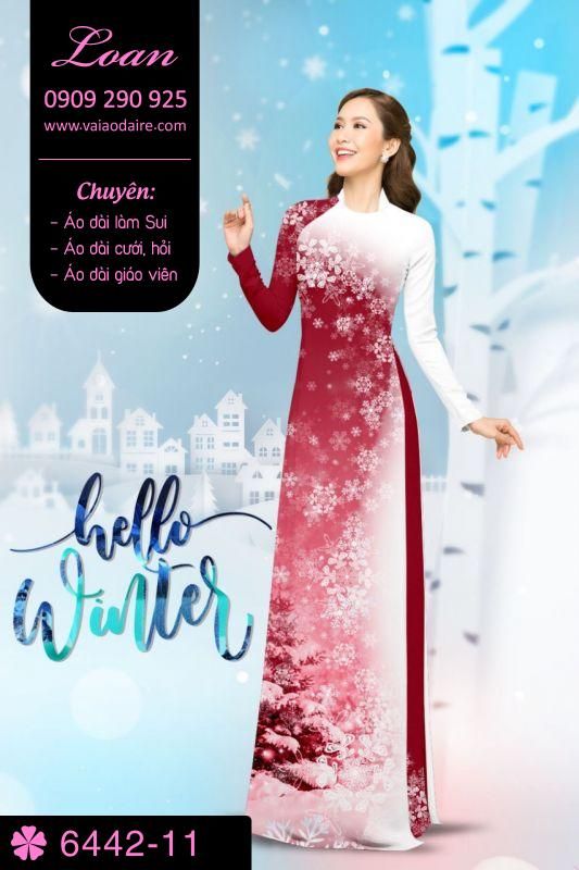 Vải áo dài hoa tuyết Noel