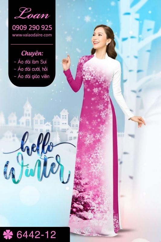 Vải áo dài hoa tuyết Noel