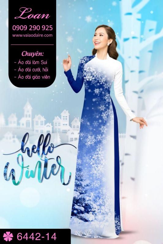 Vải áo dài hoa tuyết Noel