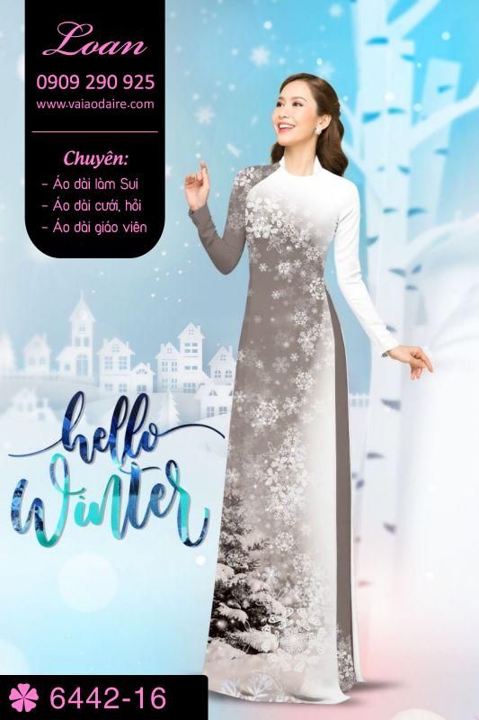 Vải áo dài hoa tuyết Noel