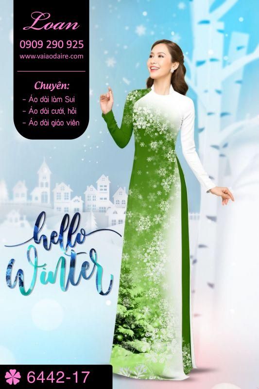 Vải áo dài hoa tuyết Noel