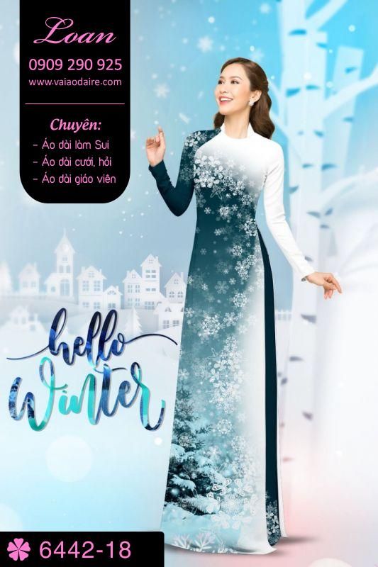 Vải áo dài hoa tuyết Noel