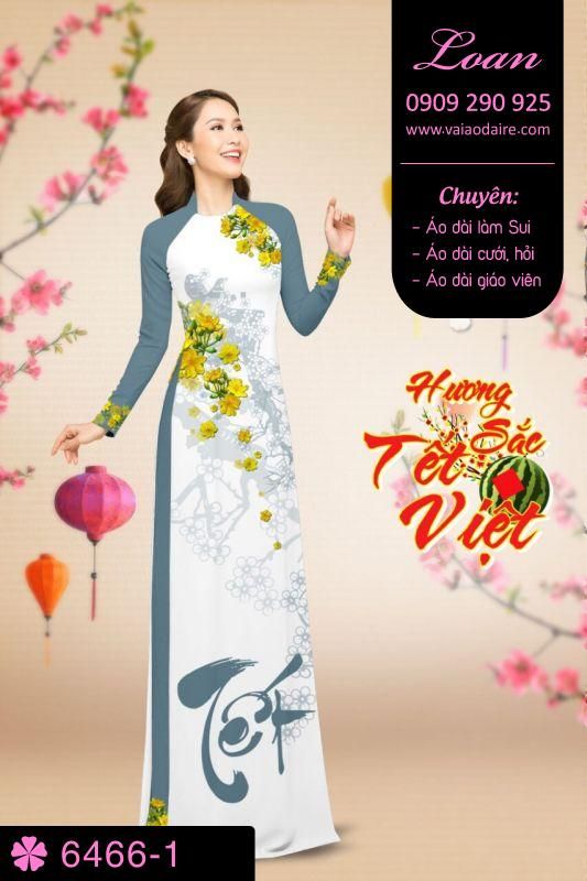 Vải áo dài hoa Mai tết