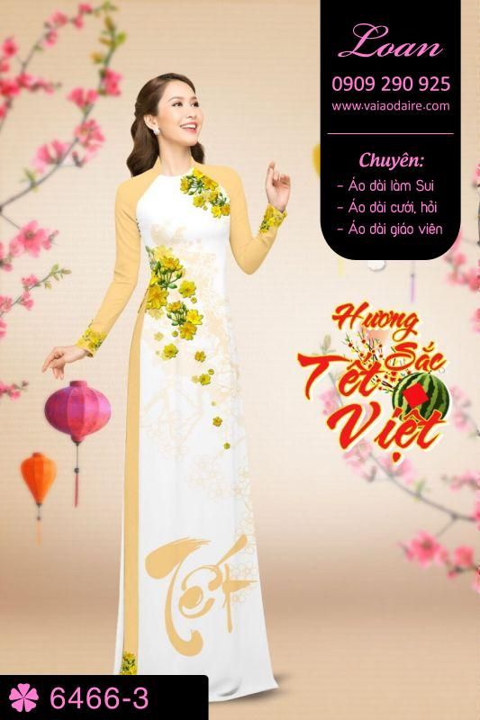 Vải áo dài hoa Mai tết