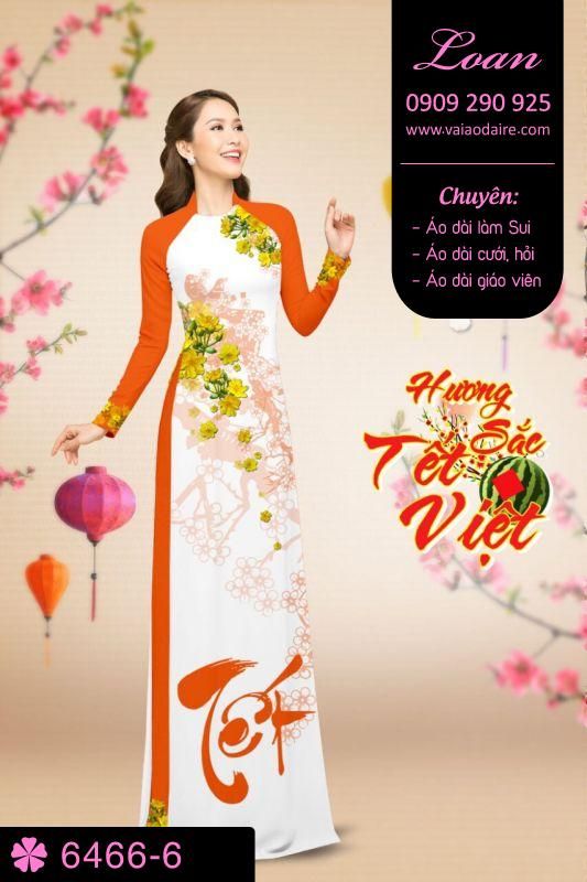 Vải áo dài hoa Mai tết