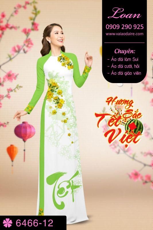 Vải áo dài hoa Mai tết