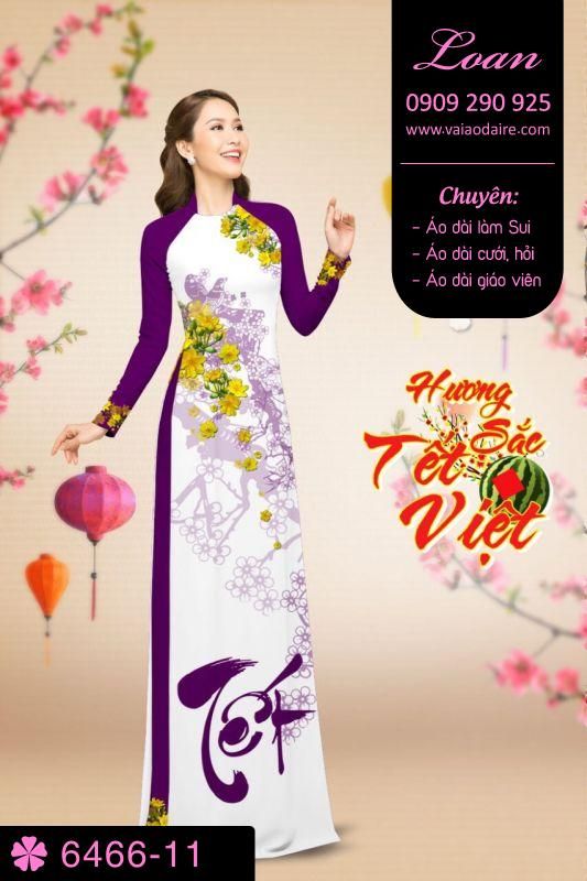 Vải áo dài hoa Mai tết