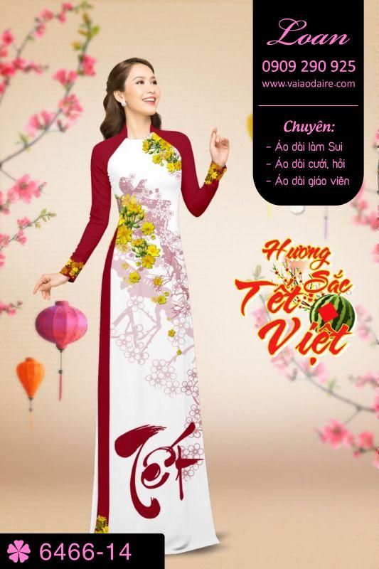 Vải áo dài hoa Mai tết