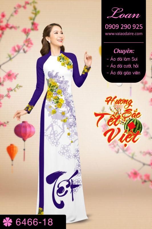 Vải áo dài hoa Mai tết