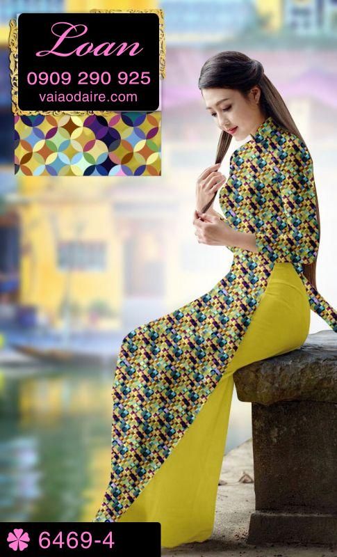 Vải áo dài hoa Đào Tết