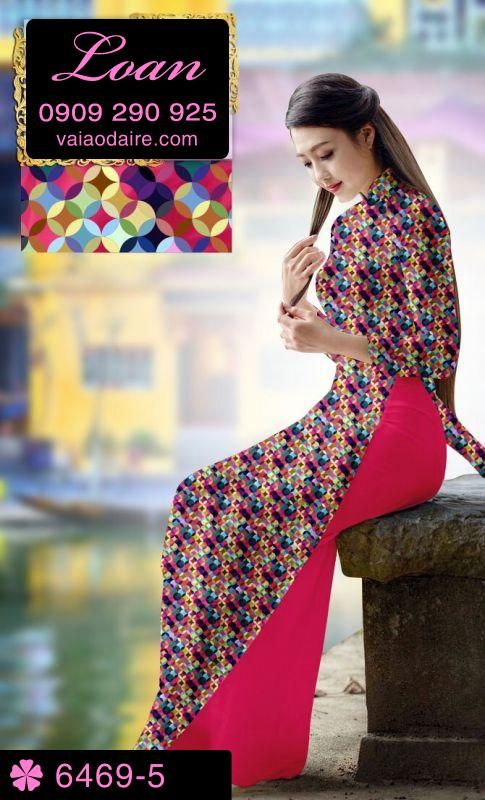 Vải áo dài hoa Đào Tết