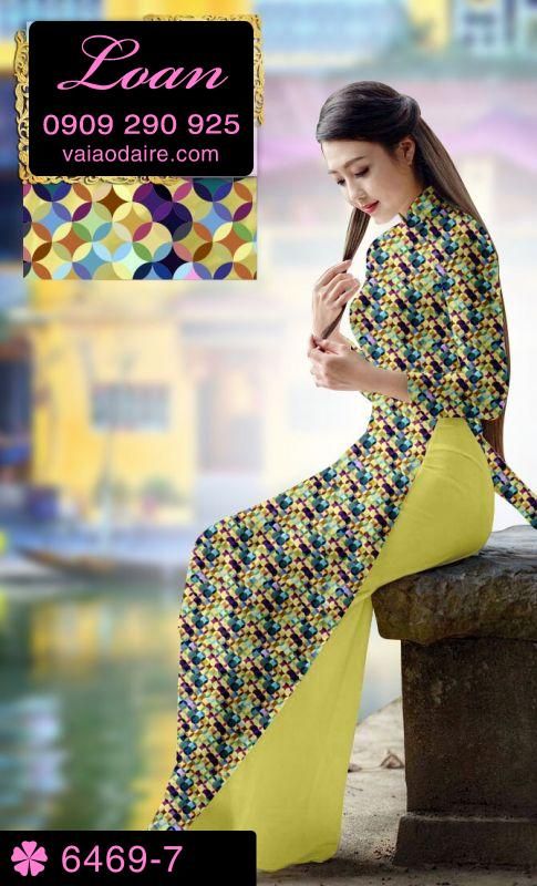 Vải áo dài hoa Đào Tết