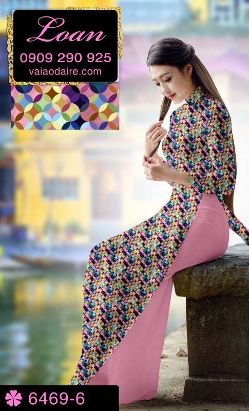 Vải áo dài hoa Đào Tết