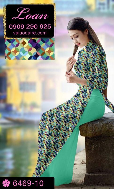Vải áo dài hoa Đào Tết