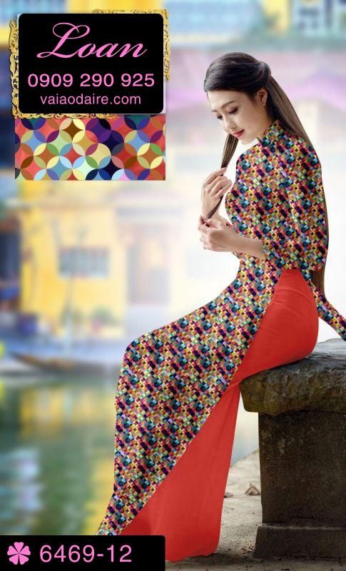 Vải áo dài hoa Đào Tết