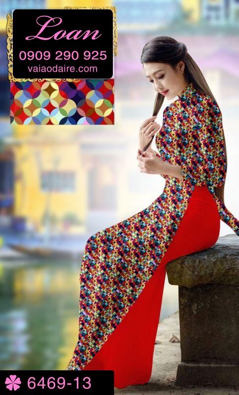 Vải áo dài hoa Đào Tết