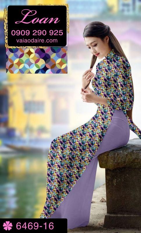 Vải áo dài hoa Đào Tết