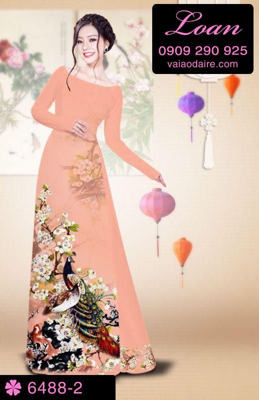 Vải áo dài chim Công