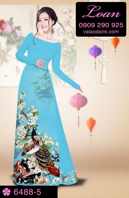 Vải áo dài chim Công