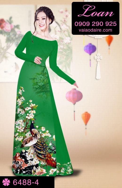 Vải áo dài chim Công