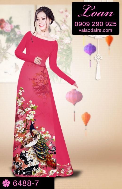 Vải áo dài chim Công