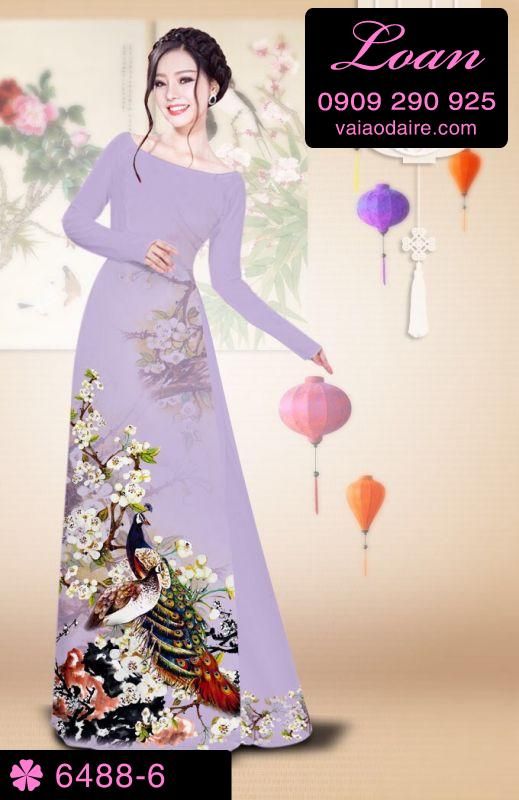 Vải áo dài chim Công