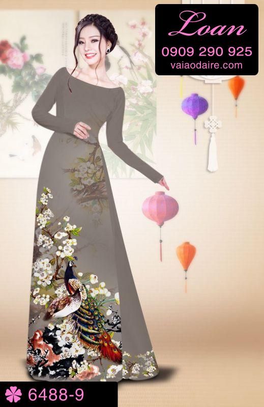 Vải áo dài chim Công
