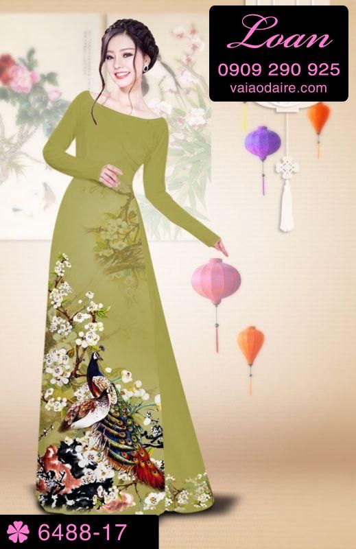 Vải áo dài chim Công