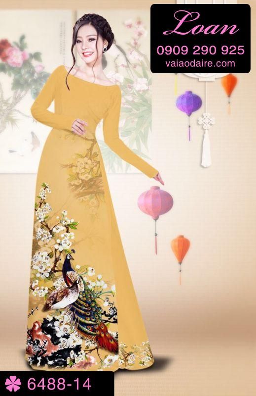 Vải áo dài chim Công