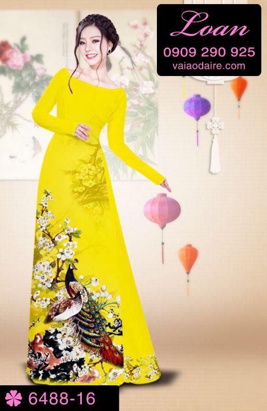 Vải áo dài chim Công