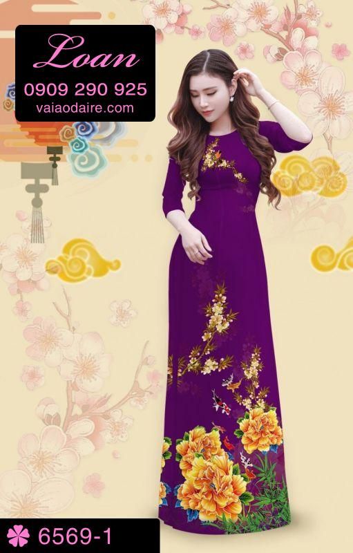 Vải áo dài hoa mẫu đơn