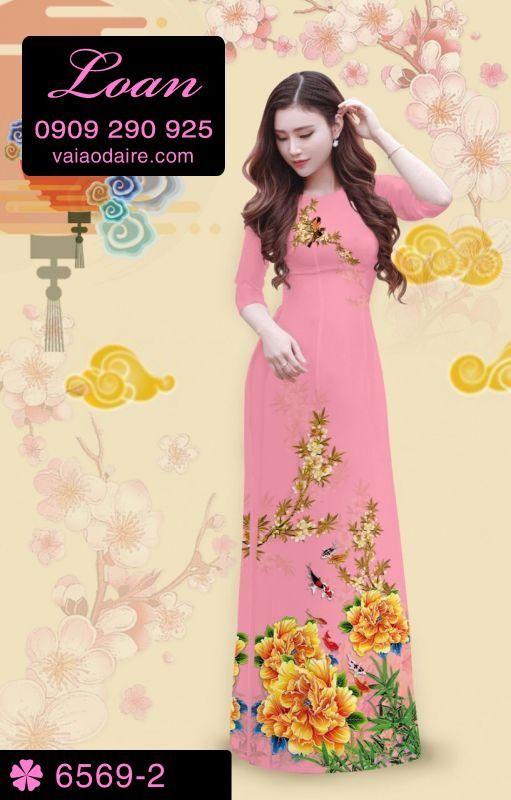 Vải áo dài hoa mẫu đơn