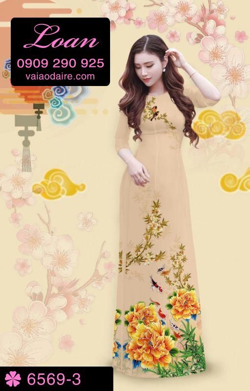 Vải áo dài hoa mẫu đơn