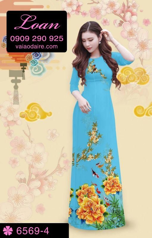Vải áo dài hoa mẫu đơn