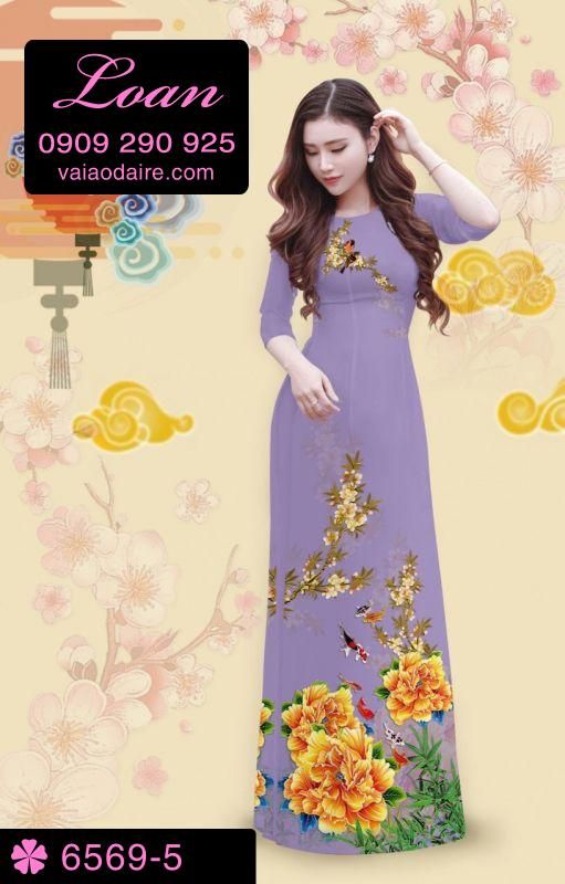 Vải áo dài hoa mẫu đơn