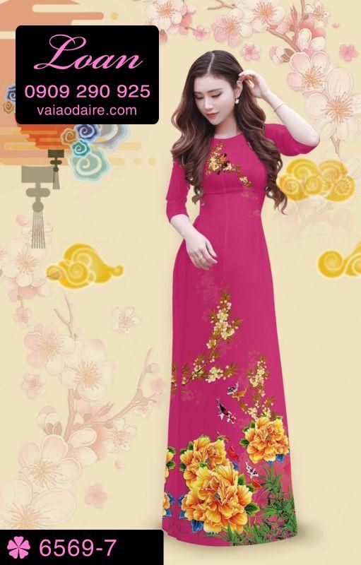Vải áo dài hoa mẫu đơn