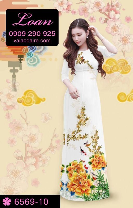 Vải áo dài hoa mẫu đơn