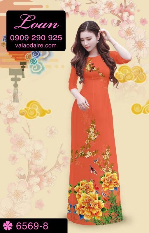 Vải áo dài hoa mẫu đơn