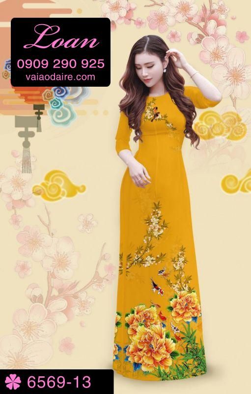 Vải áo dài hoa mẫu đơn