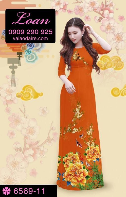 Vải áo dài hoa mẫu đơn