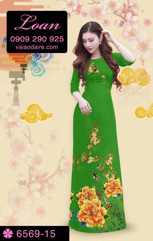 Vải áo dài hoa mẫu đơn