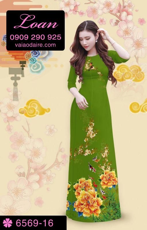 Vải áo dài hoa mẫu đơn