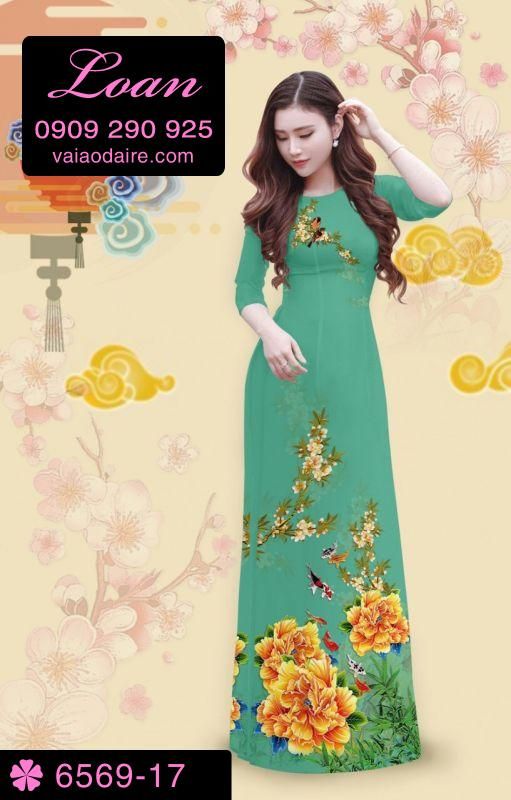 Vải áo dài hoa mẫu đơn