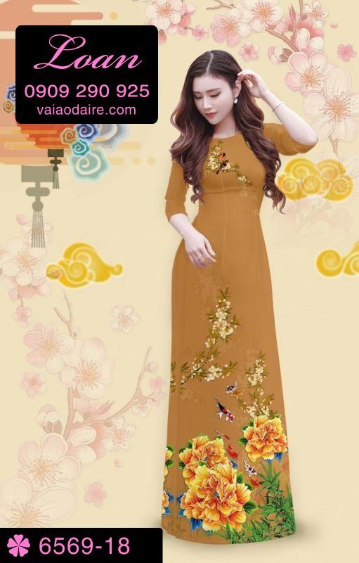 Vải áo dài hoa mẫu đơn