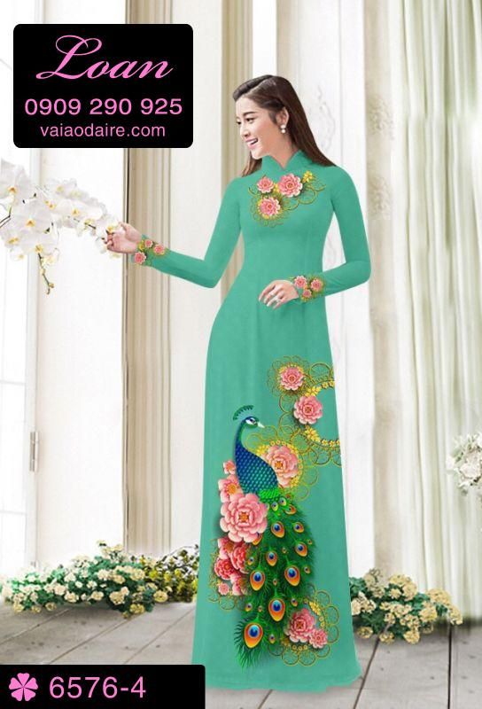 Vải áo dài chim Công