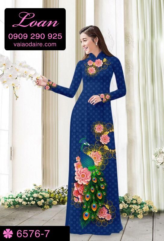 Vải áo dài chim Công